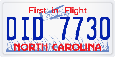 NC license plate DID7730