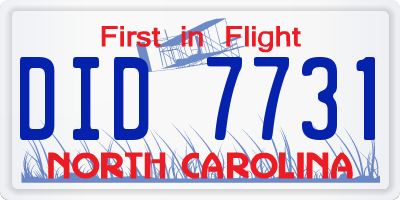 NC license plate DID7731