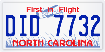 NC license plate DID7732