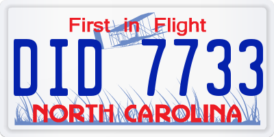 NC license plate DID7733