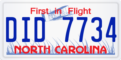 NC license plate DID7734
