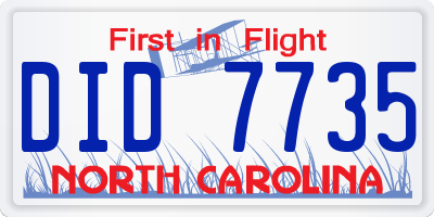 NC license plate DID7735