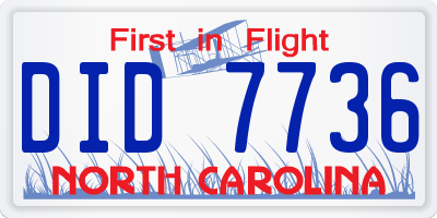 NC license plate DID7736