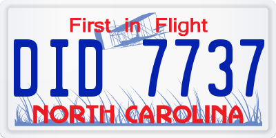 NC license plate DID7737