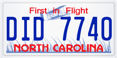 NC license plate DID7740