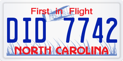 NC license plate DID7742