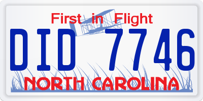 NC license plate DID7746