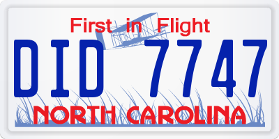 NC license plate DID7747