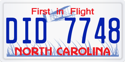 NC license plate DID7748
