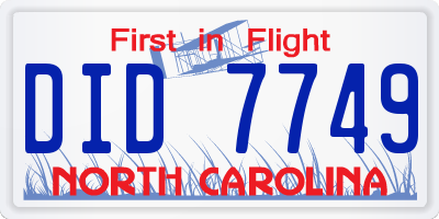 NC license plate DID7749