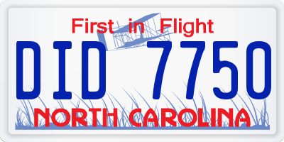 NC license plate DID7750
