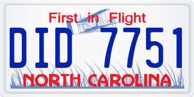 NC license plate DID7751