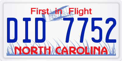 NC license plate DID7752