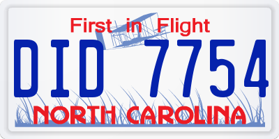 NC license plate DID7754