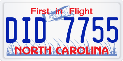 NC license plate DID7755