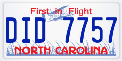 NC license plate DID7757