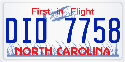 NC license plate DID7758