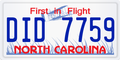 NC license plate DID7759