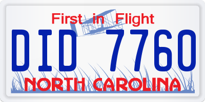 NC license plate DID7760