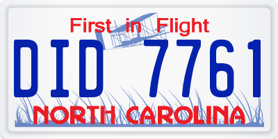 NC license plate DID7761