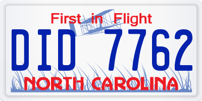 NC license plate DID7762