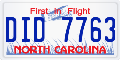 NC license plate DID7763