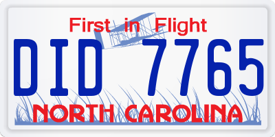 NC license plate DID7765