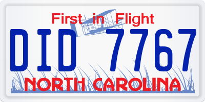 NC license plate DID7767