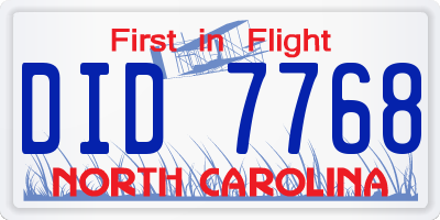 NC license plate DID7768