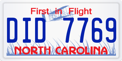 NC license plate DID7769