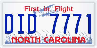 NC license plate DID7771