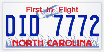 NC license plate DID7772