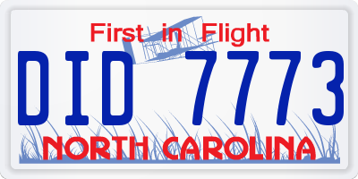 NC license plate DID7773