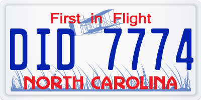 NC license plate DID7774