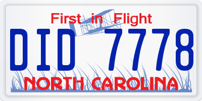 NC license plate DID7778