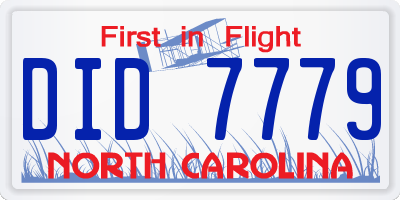 NC license plate DID7779