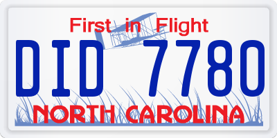 NC license plate DID7780