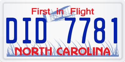 NC license plate DID7781