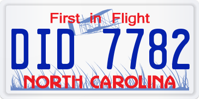 NC license plate DID7782