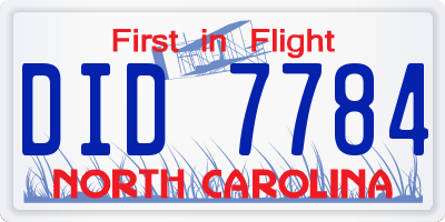 NC license plate DID7784