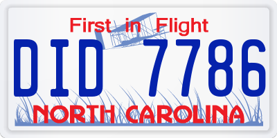 NC license plate DID7786