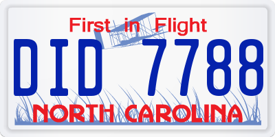 NC license plate DID7788