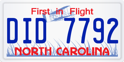 NC license plate DID7792