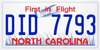 NC license plate DID7793