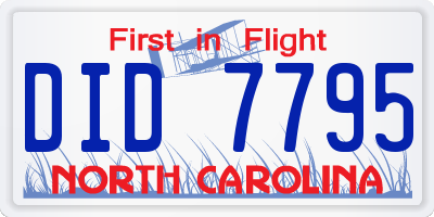 NC license plate DID7795