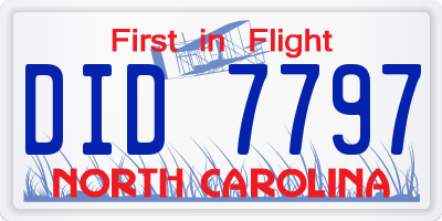 NC license plate DID7797