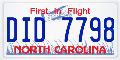 NC license plate DID7798