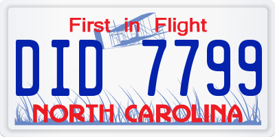 NC license plate DID7799