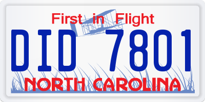 NC license plate DID7801