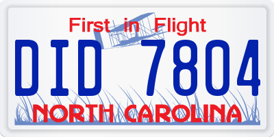 NC license plate DID7804